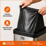 70L Strong & Secure, Refuse Sacks, Bin Bags, Bin Liners, Flat Top, Recycled, Tear Resistant, Pe