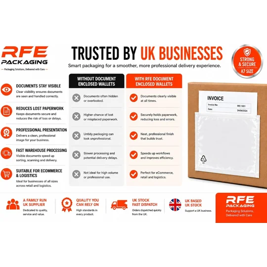 A7 Plain Document Enclosed Wallets Plain Peel & Seal Clear Plastic Envelopes
