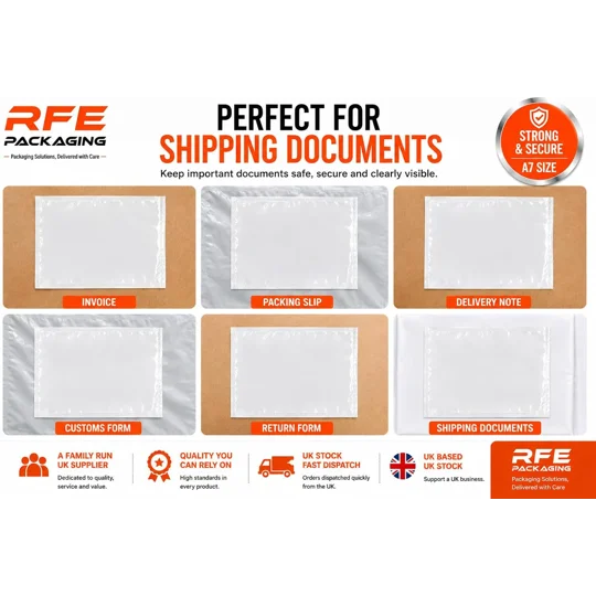 A7 Plain Document Enclosed Wallets Plain Peel & Seal Clear Plastic Envelopes