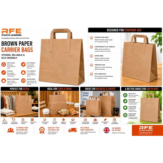 Kraft SOS Brown Paper Carrier Bags with Handles