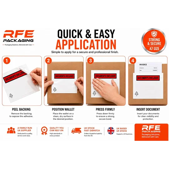 A7 Printed Document Enclosed Wallets Printed Peel & Seal Clear Plastic Envelopes