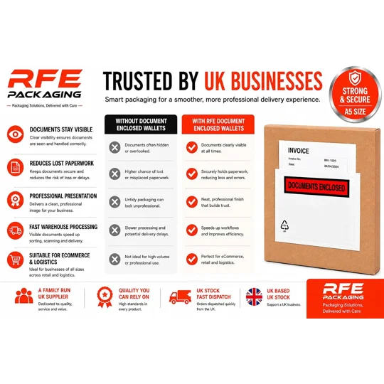 A5 Printed Document Enclosed Wallets Plain Peel & Seal Clear Plastic Envelopes