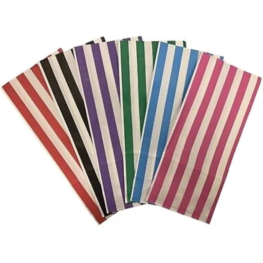 RFE 10" x 14" Striped Candy Sweet Paper Bags *CHOOSE COLOUR & QUANTITY*