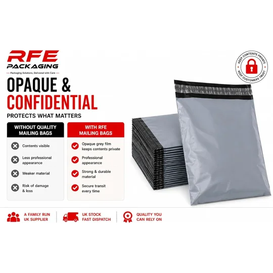 6" x 9" Grey Postal Mail Bags, Self-Seal Closure