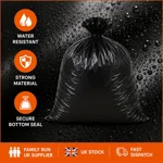 70L Strong & Secure, Refuse Sacks, Bin Bags, Bin Liners, Flat Top, Recycled, Tear Resistant, Pe