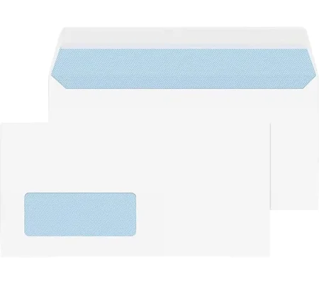 DL White Mailing Envelopes with Window Self Seal 80gsm 110 x 220mm