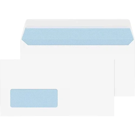 DL White Mailing Envelopes with Window Self Seal 80gsm 110 x 220mm