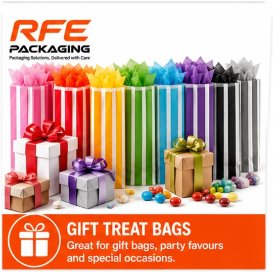 RFE 5" x 7" Striped Candy Sweet Paper Bags *CHOOSE COLOUR & QUANTITY*