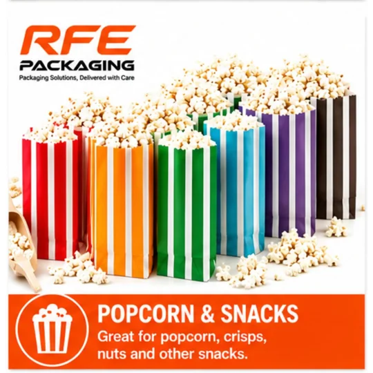 RFE 7" x 9" Striped Candy Sweet Paper Bags *CHOOSE COLOUR & QUANTITY*