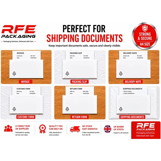 A4 Plain Document Enclosed Wallets Plain Peel & Seal Clear Plastic Envelopes