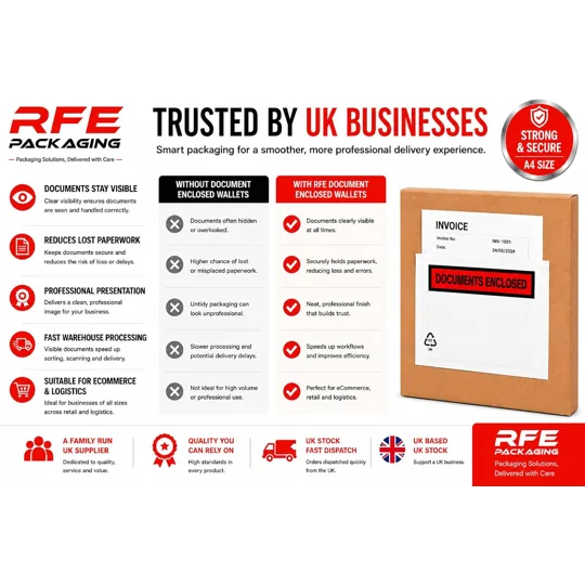 A4 Printed Document Enclosed Wallets Plain Peel & Seal Clear Plastic Envelopes