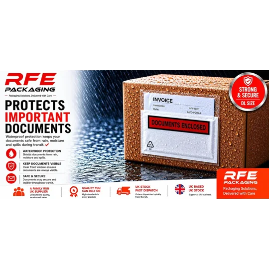 DL Printed Document Enclosed Wallets Printed Peel & Seal Clear Plastic Envelopes