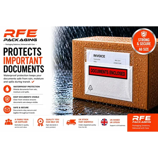 A6 Printed Document Enclosed Wallets Printed Peel & Seal Clear Plastic Envelopes