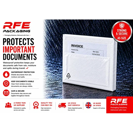 A5 Plain Document Enclosed Wallets Plain Peel & Seal Clear Plastic Envelopes