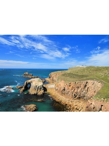 Lands End in Cornwall A4 Mounted Photo.