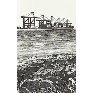 Original pen drawing of Harwich Port by Trevor Whetstone