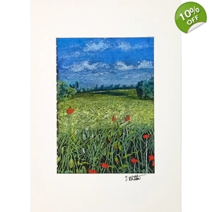Original pastel drawing of Poppies In A Cornfield by Trevo..