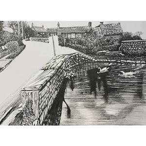 Original pen drawing of Worth Matravers, Dorset by Trevor Whetstone