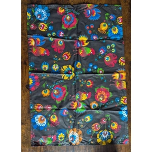 Polish Folk Art Style Rooster & Floral Fabric - 61.5 X 41.5 cm