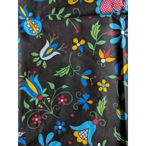 Vintage Folk Art Floral Tea Towel / Dish Cloth - Bright & Cheerful