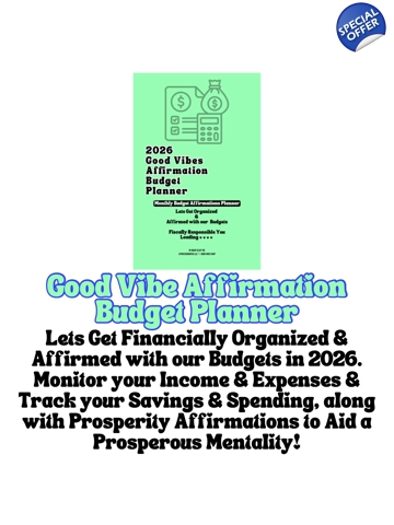 2026 Good Vibe Affirmation Budget Planner