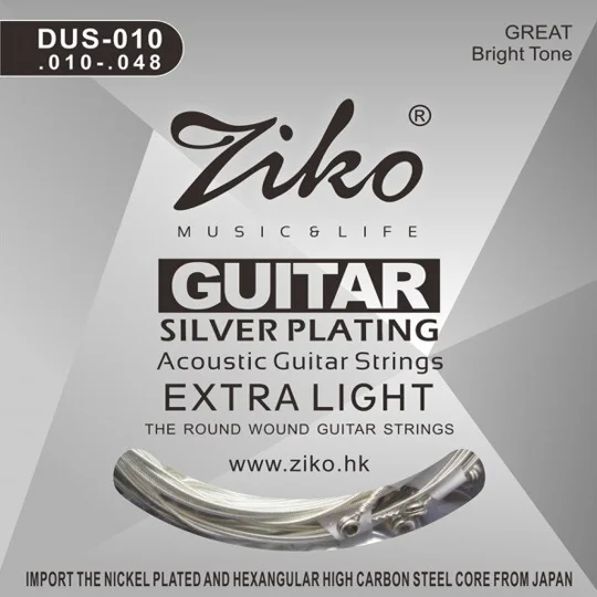 Ziko Acoustic Silver 10 Gauge Guitar Strings - DUS-010