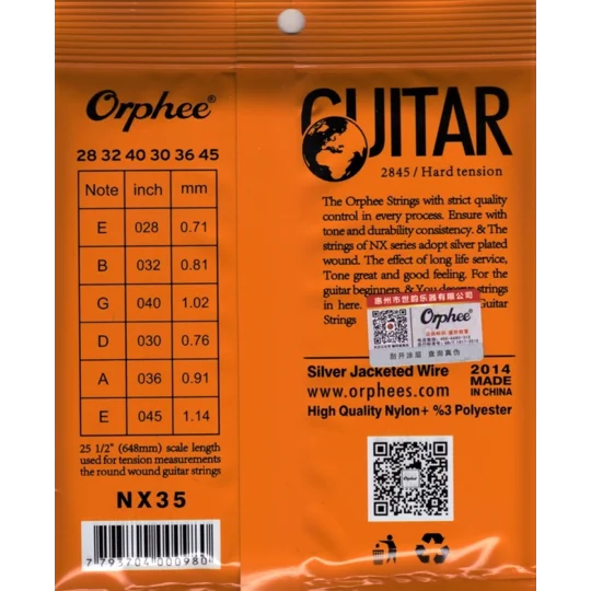 Orphée Classical Hard Tension NX35 Guitar Strings