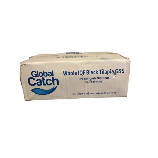 A white 5kg box with Tilapia fish