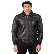 Emilio Places - Rey, Black Leather Bomber Jacket Size 4 X Large