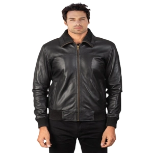 Emilio Places - Rey, Black Leather Bomber Jacket Size 2 X Large