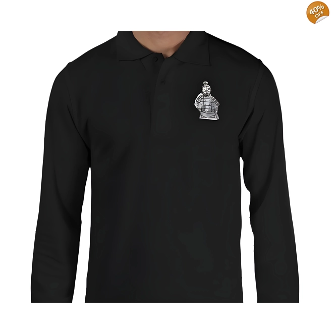 product Image for Terracotta Warriors, Men's Long Sleeve Polo Size XL