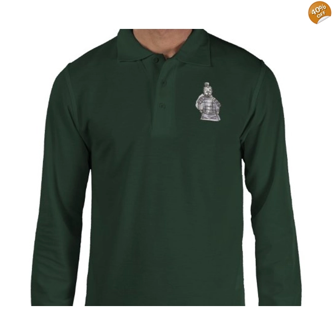 product Image for Terracotta Warriors, Men's Long Sleeve Polo Size Small