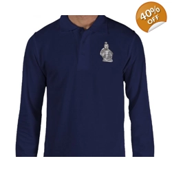Terracotta Warriors, Men's Long Sleeve Polo Size Large