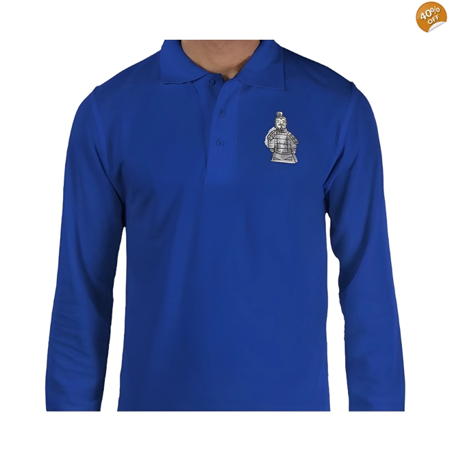 product Image for Terracotta Warriors, Men's Long Sleeve Polo Size Large