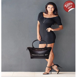 Emilio Places - Rey, Black Leather Tote Handbag