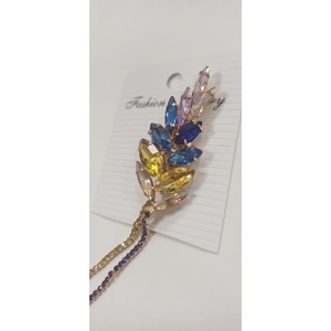 Wheat yellow and blue detail brooch