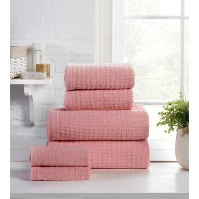 6pc Waffle Towel Bale - Dusty Pink