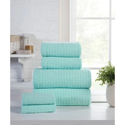 6pc Waffle Towel Bale - Duck Egg