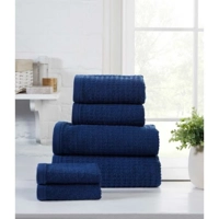 6pc Waffle Towel Bale - Navy