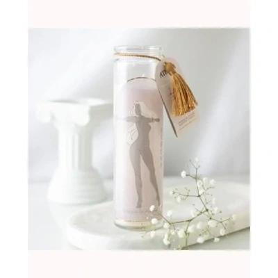 Athena Goddess Tube Candle with Clear Quartz Crystals