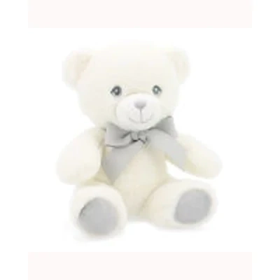 Baby White And Grey Bear With Ribbon