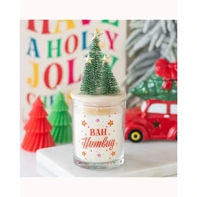Bah Humbug Orange & Clove Glass Candle with Tree