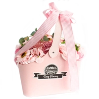 pink Basket Soap Flower Bouquet