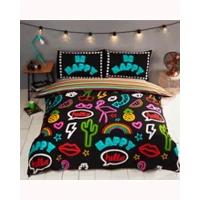 Be Happy Neon Reversible Duvet Set