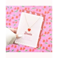 Bestie Enamel Heart Necklace Gree..