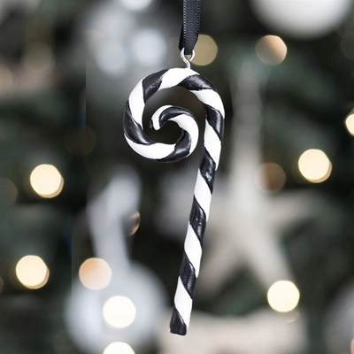Black and White Candy Cane Hanging Ornament