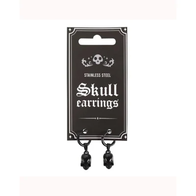 Black Stainless Steel Skull Earrings