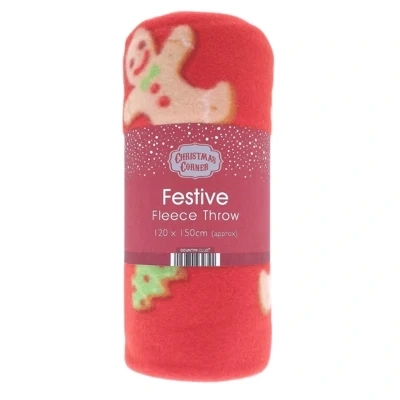 Christmas Gingerbread Festive Fleece Blanket Throw