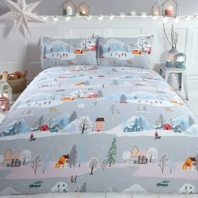 Christmas Winter Town Duvet Cover