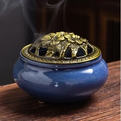 Classic Ceramic Incense Burner – Diamond Blue